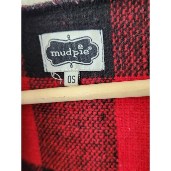 Mud Pie red black buffalo plaid cape OS sleeveless blanket vest - Picture 5 of 8